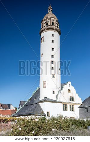 White tower of castle Hoechst, Frankfurt am Main, Hesse, Germany