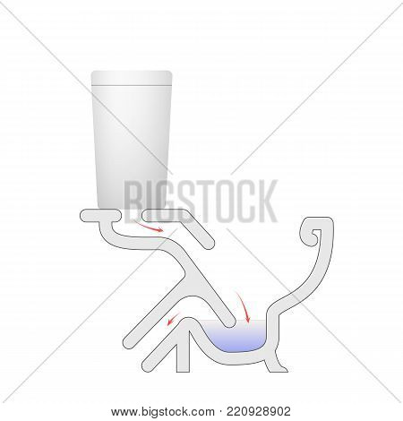 Toilet design vector illustration. Technical bathroom drawing.