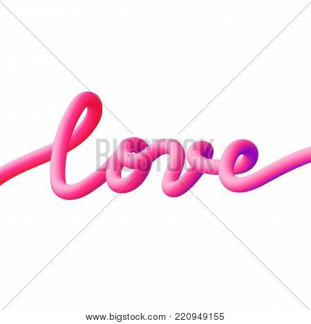 Abstract 3D Liquid Fluid Color Shape. Bright Pink Gradient Blend 3D Effect. Romantic Vector Illustra