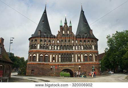 View Of Holsten Gate In Old Town, Beautiful Architecture, Lubeck, Germany
