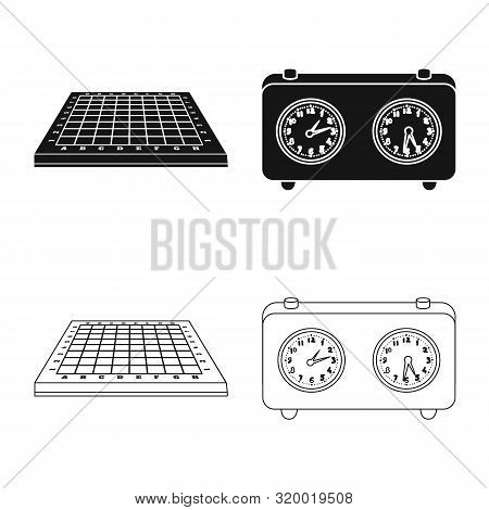 Vector Illustration Of Checkmate And Thin Logo. Set Of Checkmate And Target Stock Symbol For Web.