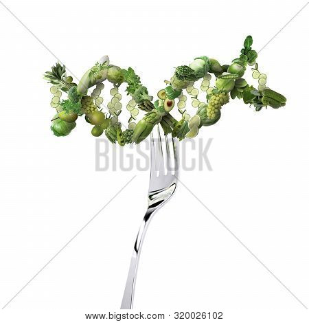 Nutrition Genetics Nutrigenomics Concept Dna Made Of Fresh Veggies And Fruits