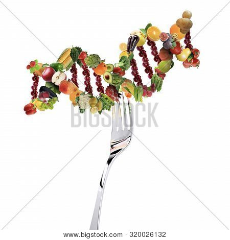Nutrition Genetics Nutrigenomics Concept Dna Made Of Fresh Veggies And Fruits