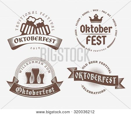 Beer Festival Oktoberfest Celebrations. Set Of Retro Vintage Beer Badges, Labels, Logos For Bar, Pub