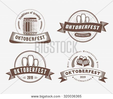 Beer Festival Oktoberfest Celebrations. Set Of Retro Vintage Beer Badges, Labels, Logos For Bar, Pub