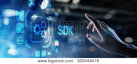 Sdk Software Development Kit Programming Language Technology Concept On Virtual Screen.