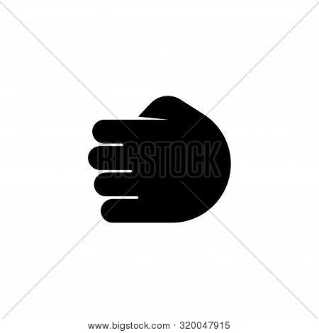 Punch, Clenched Fist, Power Hand. Flat Vector Icon Illustration. Simple Black Symbol On White Backgr