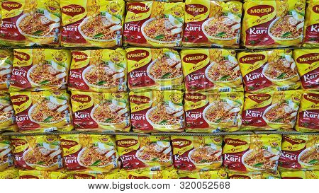 Johor Bahru, Malaysia - Aug 30, 2019 : Maggi Mee Instance Noodles On A Market Shelf. This Is One Of 