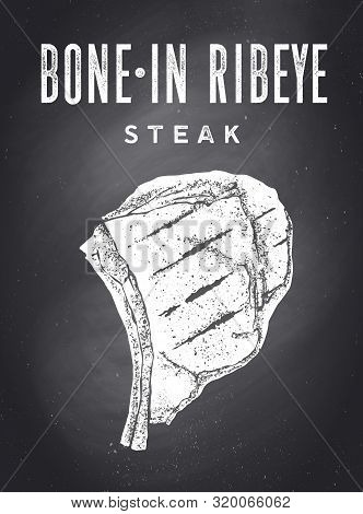 Steak, Chalkboard. Kitchen Poster With Steak Silhouette