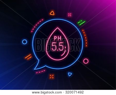 Ph Neutral Line Icon. Neon Laser Lights. Clinically Tested Sign. Water Drop Symbol. Glow Laser Speec