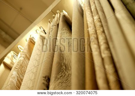 Sale - colorful fabrics in the store.