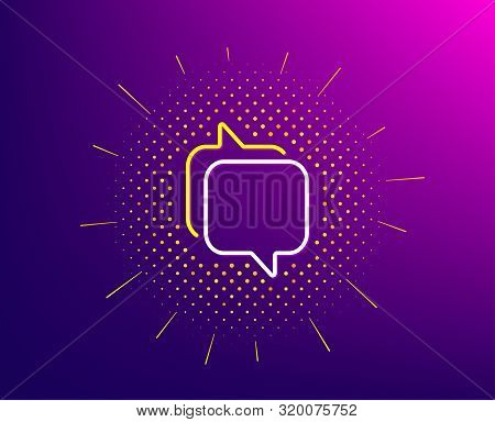 Messenger Line Icon. Halftone Pattern. Speech Bubble Sign. Chat Message Symbol. Gradient Background.