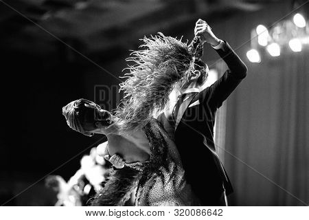 Ballroom Dance Couple Dancers Black And White Image