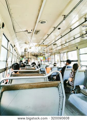 Editorial: Bmta Bus, Bangkok, Thailand, 2nd September 2019. Thai People On Bmta Bus Of Thailand In T