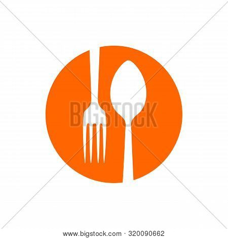 Spork Negative Spoon And Fork Restaurant Circle Vector Icon Symbol Graphic Logo Design Template