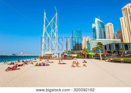 Dubai, Uae - February 25, 2019: Jbr Or Jumeirah Beach Residence Is A Waterfront Community Located In