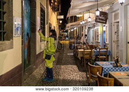 Funchal, Madeira, Portugal - April 18, 2018: Zone Velha - The Oldest District Famous For Its Best Re
