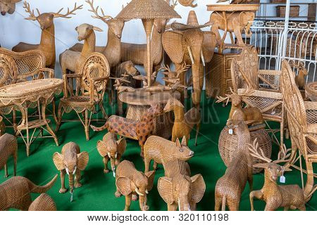 Camacha, Madeira, Portugal - April 19, 2018: Wicker Productss On Sale In A Factory Shop In Camacha O