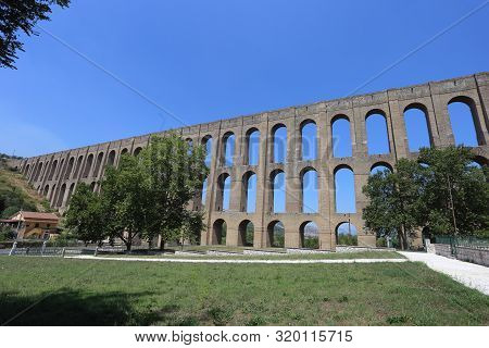 Maddaloni, Italy - 12 August 2019: The Carolino Aqueduct Created For The Complex Of San Leucio And T