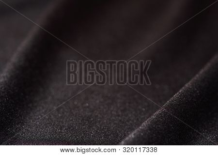 Soft Black Satin Linen Fabric Macro Close-up