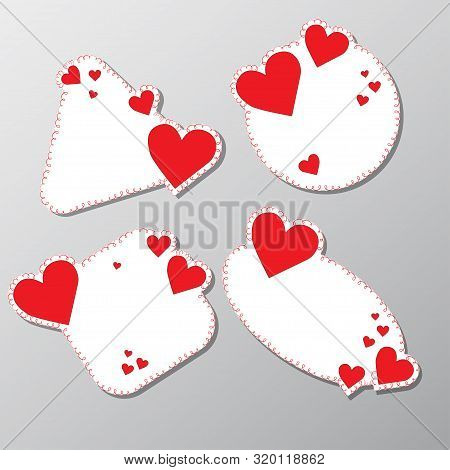 Labels And Stickers, Heart Shape. Heart Icons Symbols, Greetings Cards