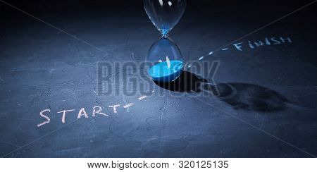 Retirement, Annuity And Pension. Time Passing And Deadline. Time Management. Hourglass And Inscripti