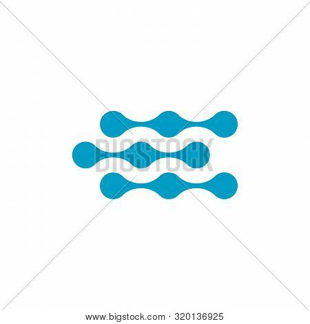 Molecularor Tech Chain Logo Template With Circle Dot Connection Structure In Three Parallel Lines. S