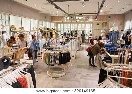 VERONA, ITALY - CIRCA MAY, 2019: interior shot of Stradivarius store in Verona. Stradivarius is an international women and men clothing fashion brand from Spain owned by the Inditex group. 