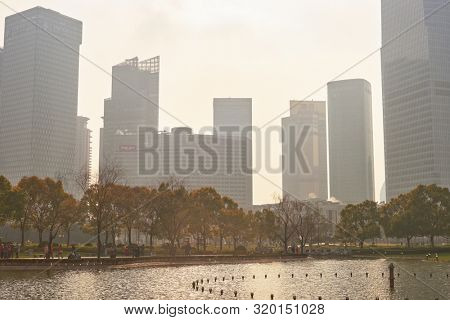 SHANGHAI, CHINA - CIRCA FEBRUARY, 2013: urban landscape of Shanghai in the daytime..