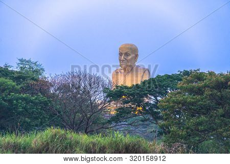 Sunrise At The Big Buddhist Monks Luang Phor Tuad Statue At Buddha Uttayarn Maharach Project Ayuttha