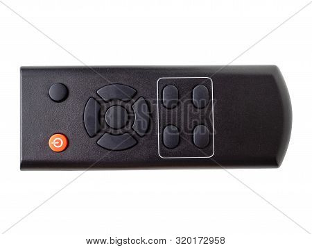 The Remote Is Black. Isolated On White Background Remote Control. Remote Control Without Labels On T