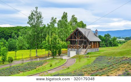 Rural House At Summer Day In Furano, Japan