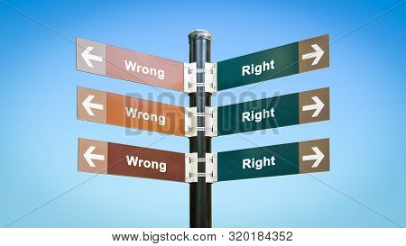 Street Sign To Right Versus Wrong