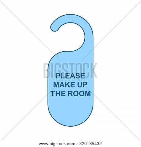 Mke Up Room Tag Icon. Thin Line With Blue Fill Design. Vector Illustration.