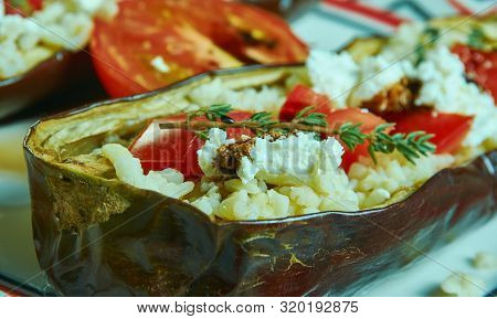 Bulgur Stuffed Eggplant