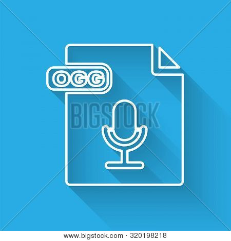White Line Ogg File Document. Download Ogg Button Icon Isolated With Long Shadow. Ogg File Symbol. V