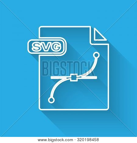 White Line Svg File Document. Download Svg Button Icon Isolated With Long Shadow. Svg File Symbol. V