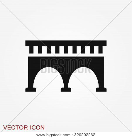 Bridge Icon In Flat Style. Road Business Concept.