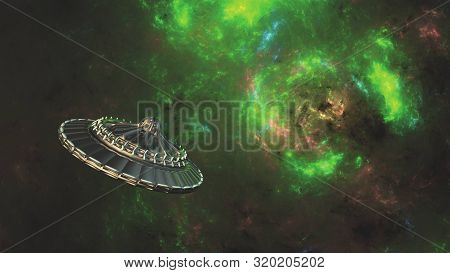 The Ancient Ufo Travels Through Space,travel With A Ufo Into Outer Space, Journey Into Deep Space, S