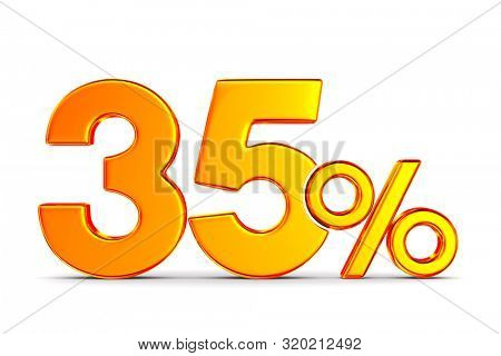 thrity five percent on white background. Isolated 3D illustration