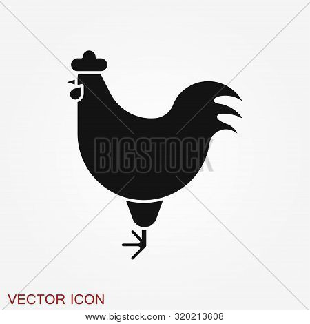 Cock Icon. Rooster Flat Cock Icon Design Style Vector Illustrations