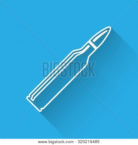 White Line Bullet Icon Isolated With Long Shadow. Vector Illustration