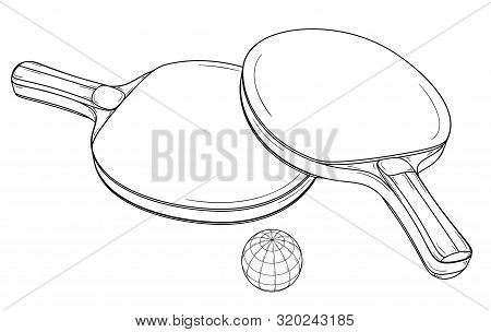 Two Table Tennis Or Ping Pong Rackets And Ball.