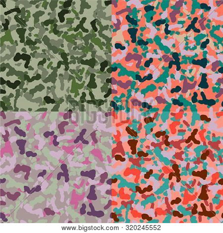 Seamless Camouflage Pattern In Four Colors. Classic And Fashionable