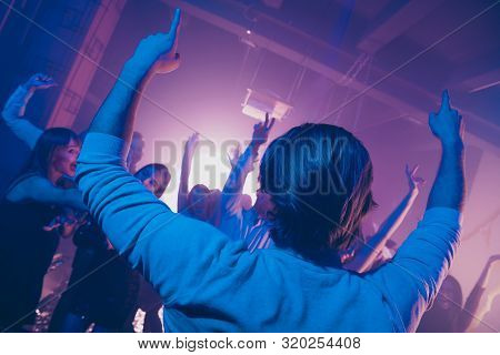 Welcome To The Best Cool Careless Carefree Party Occasion Celebration. Group Of Glad Positive Guys C