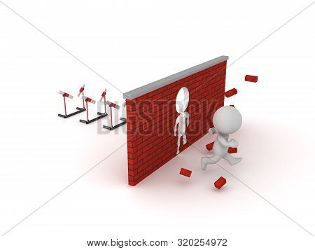 3D Character Overcoming Barriers Or Limits