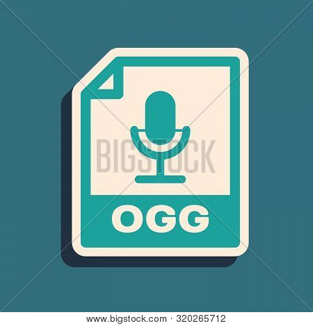 Green Ogg File Document. Download Ogg Button Icon Isolated On Blue Background. Ogg File Symbol. Long
