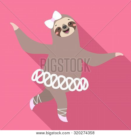 Sloth Balerine Icon. Flat Illustration Of Sloth Balerine Vector Icon For Web Design