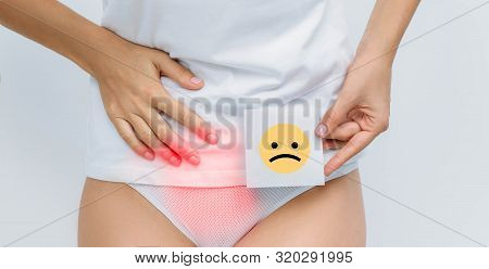 Woman Suffering Urinary System Ache , Bladder Pain, Cystitis