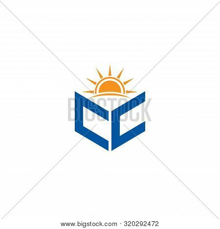 Abstract Polygonal Cc Logo, Cc Letter Logo, Polygonal Cc With Sun Logo Sing And Symbol